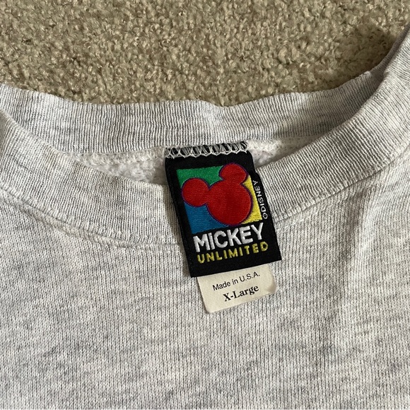 Vintage 90s Disney Mickey Mouse Heather Gray Crewneck Sweatshirt Unisex XL WDW - Picture 5 of 7